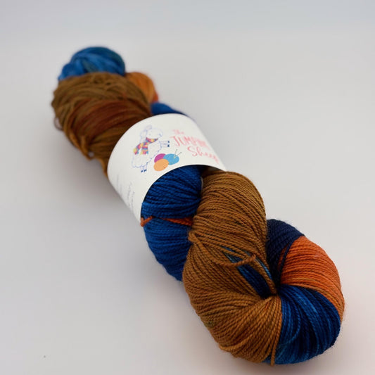 Hand Dyed Yarn, Fingering Weight, Superwash Merino and Nylon in Fiery Sunset