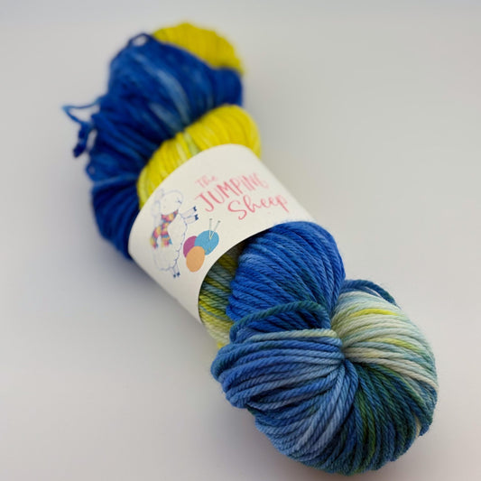 Hand Dyed Yarn, Worsted Weight, Superwash Merino, in Starry Night
