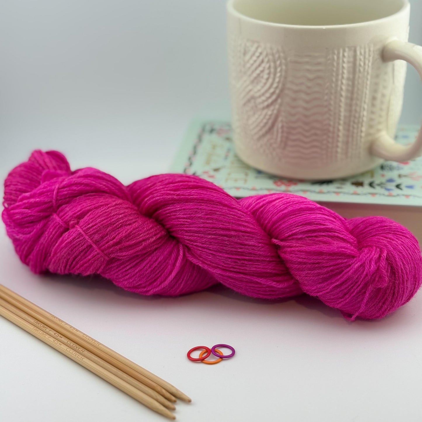 Hand Dyed Yarn, Fingering Weight, Superwash BFL with Bamboo, Pink Tiff Colorway