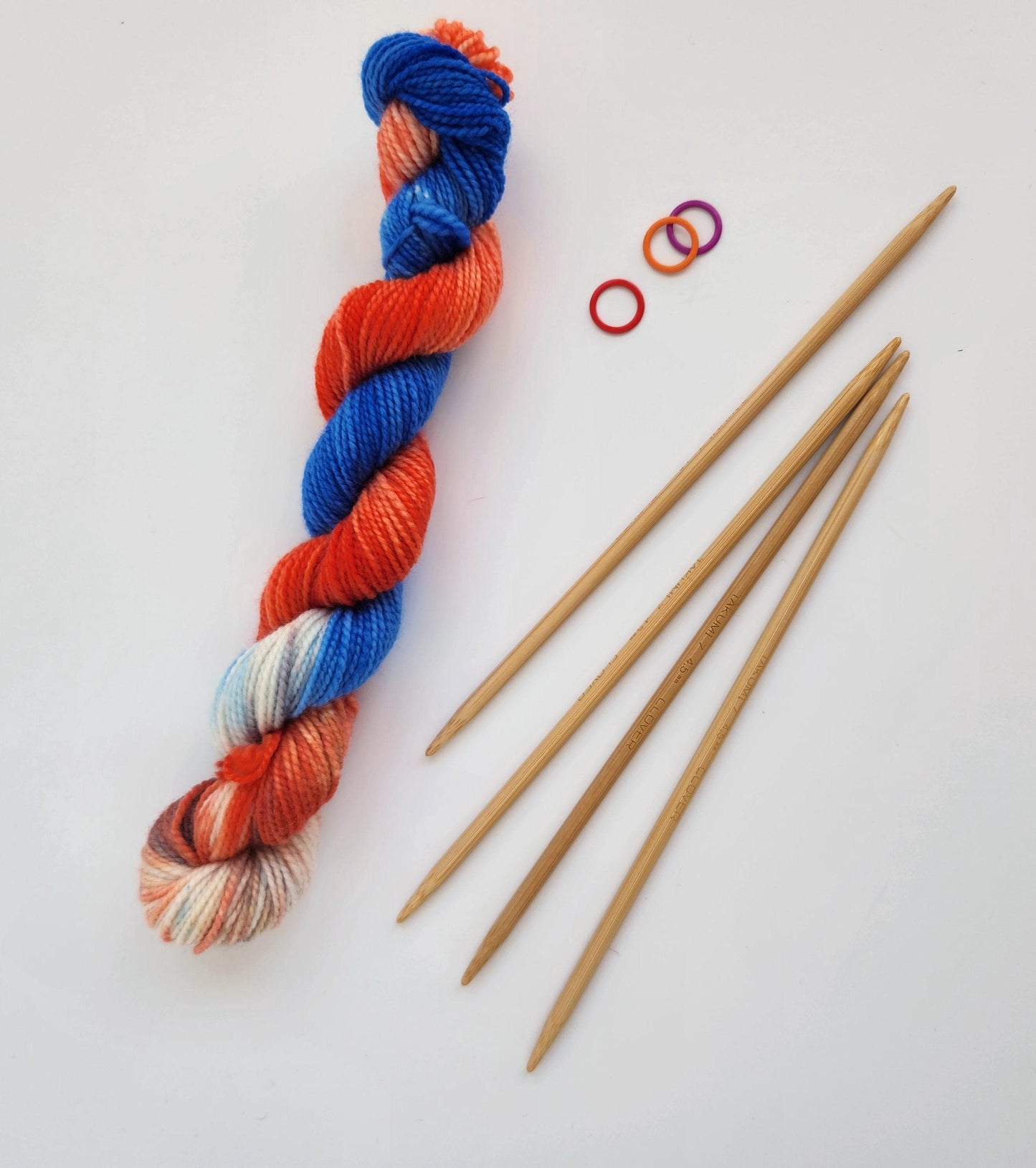 Hand Dyed Superwash Merino Mini Skein: Red, White & Blue Sock Yarn