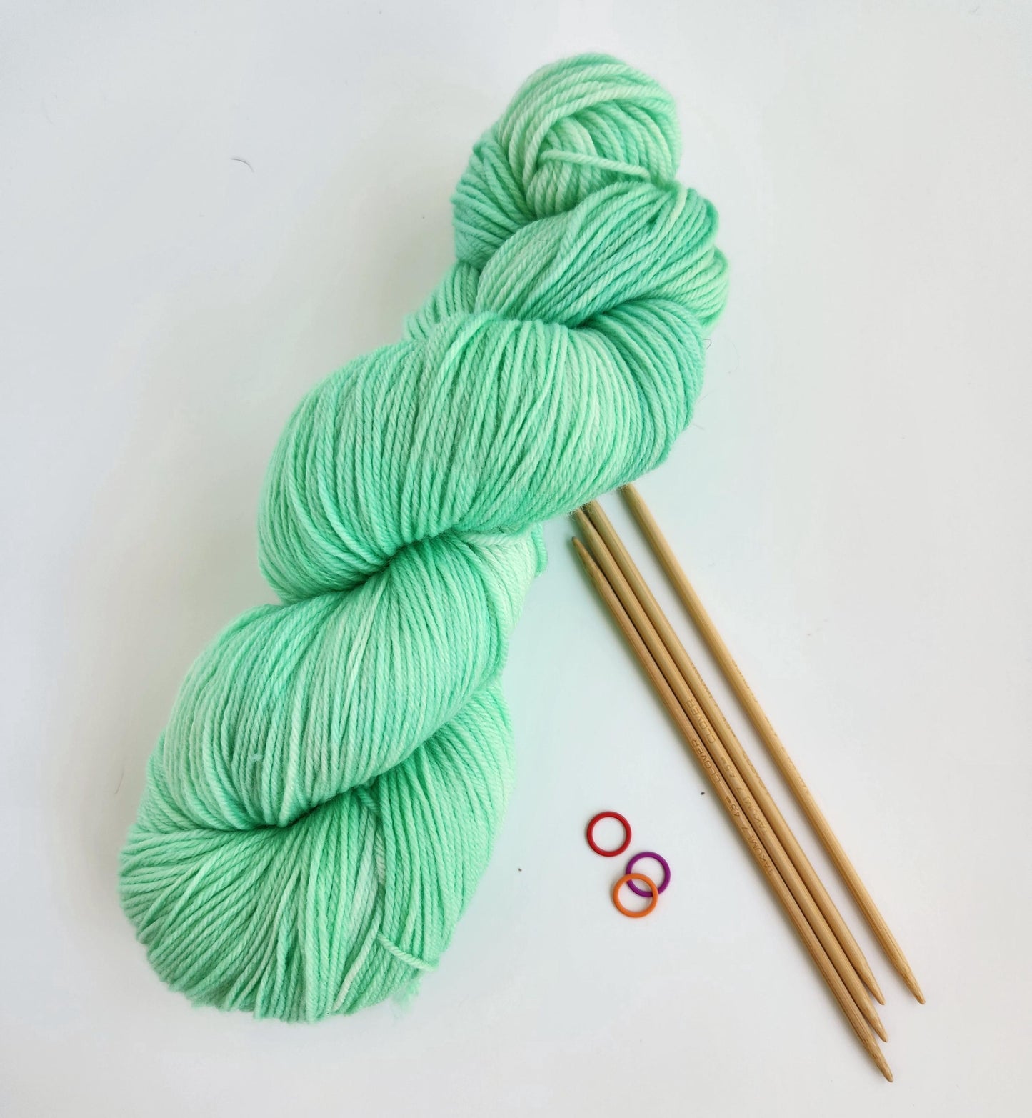 Hand Dyed Yarn, Fingering Weight, Superwash Merino, Cashmere, and Nylon in Spring Green
