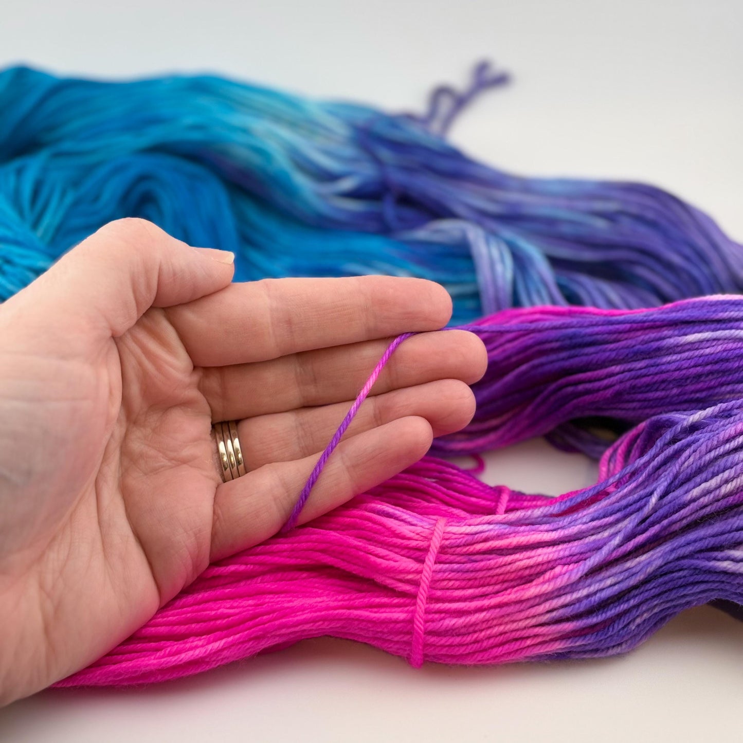 Hand Dyed Yarn, DK Weight, Superwash Merino, Cashmere, and Nylon in Nineties