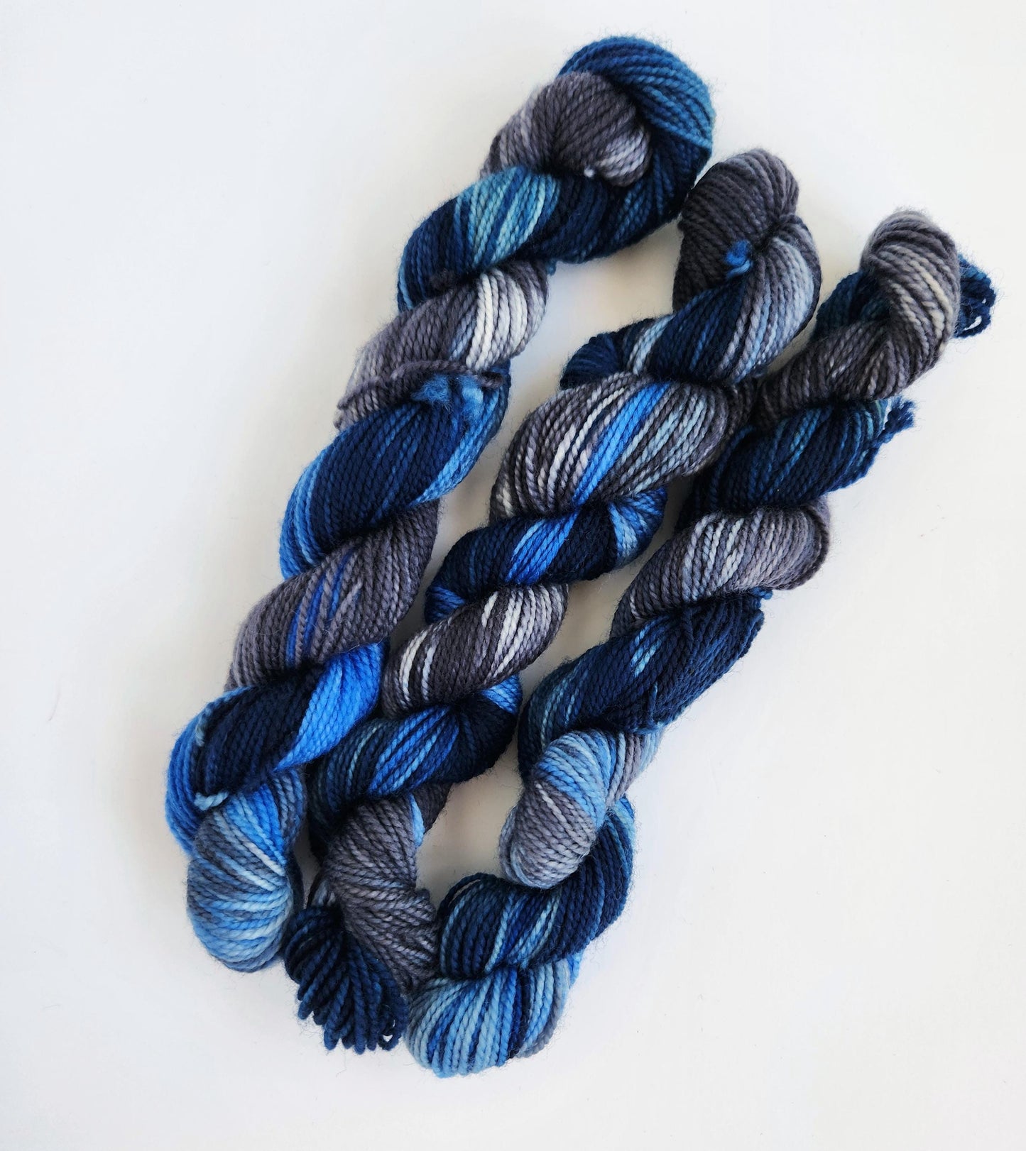 Hand Dyed Yarn, Mini Skein, Fingering Weight, Superwash Merino and Nylon, in Blue Jeans