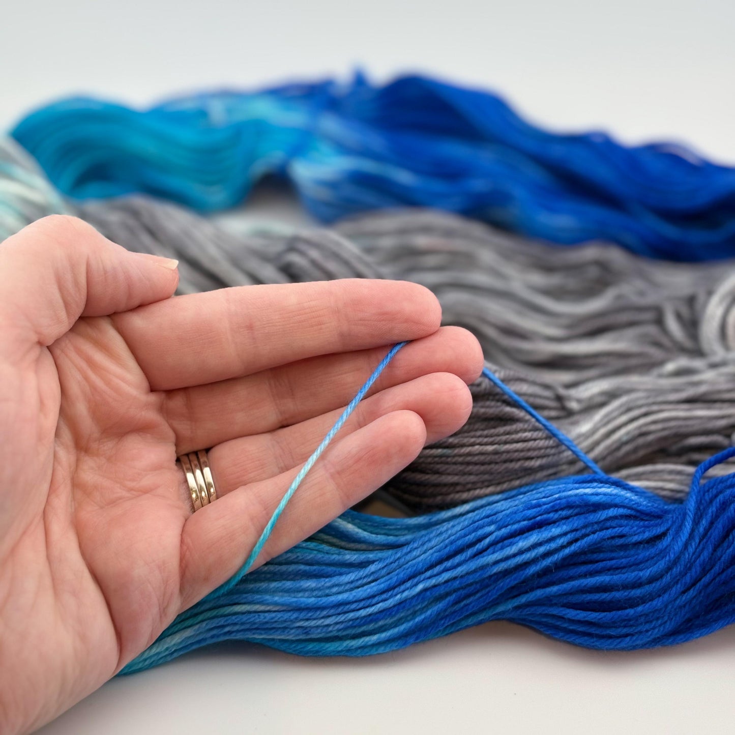 Hand Dyed Yarn, DK Weight, Superwash Merino, Cashmere, and Nylon in Silver Bells