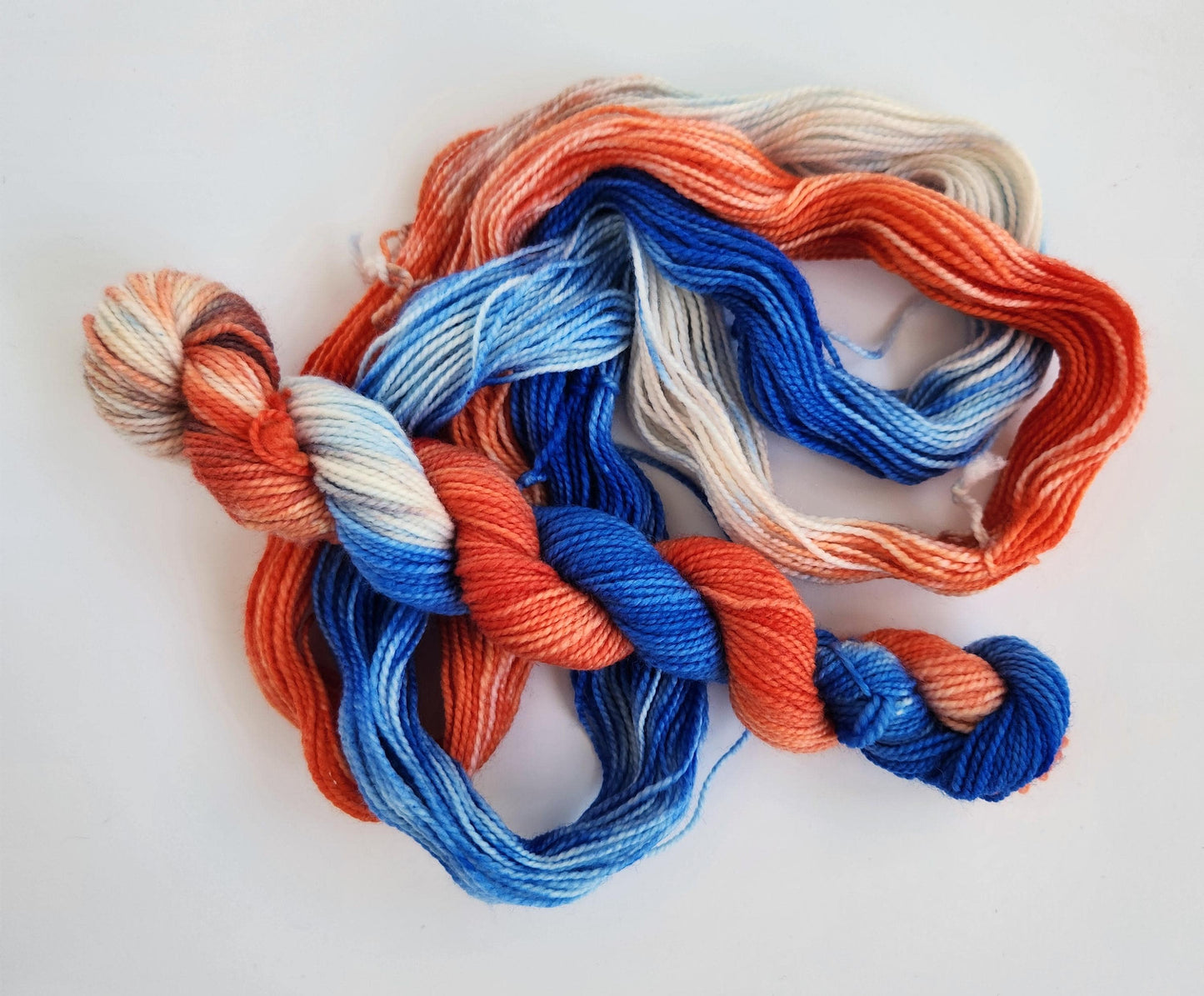 Hand Dyed Superwash Merino Mini Skein: Red, White & Blue Sock Yarn