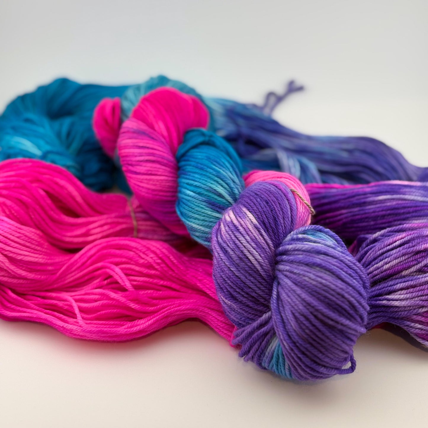 Hand Dyed Yarn, DK Weight, Superwash Merino, Cashmere, and Nylon in Nineties