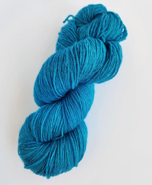 Hand Dyed Yarn, Fingering Weight, Superwash BFL with Bamboo, Caribbean Blue Colorway