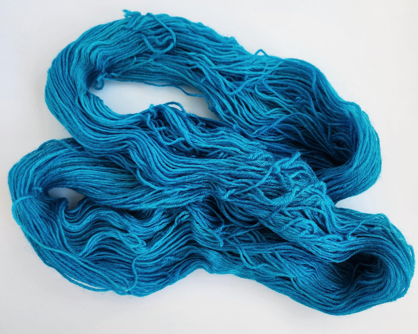 Hand Dyed Yarn, Fingering Weight, Superwash BFL with Bamboo, Caribbean Blue Colorway