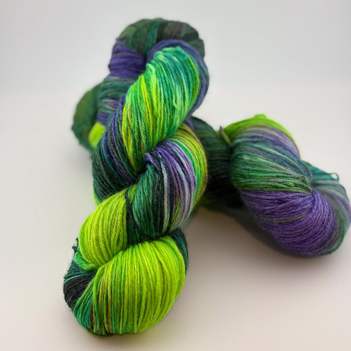 Hand Dyed Yarn, Fingering Weight, Superwash BFL with Bamboo, Clover Fields