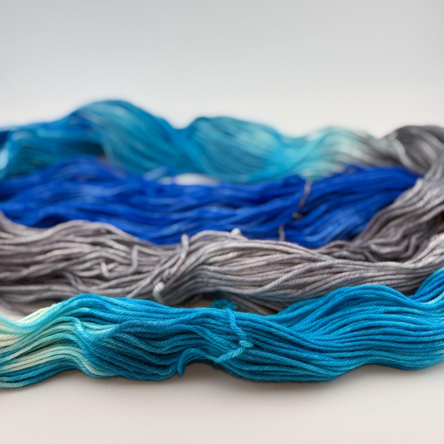 Hand Dyed Yarn, DK Weight, Superwash Merino, Cashmere, and Nylon in Silver Bells