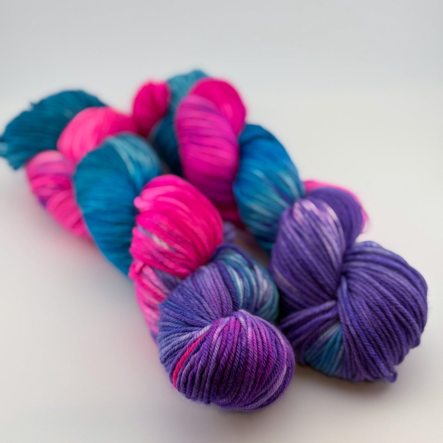 Hand Dyed Yarn, DK Weight, Superwash Merino, Cashmere, and Nylon in Nineties