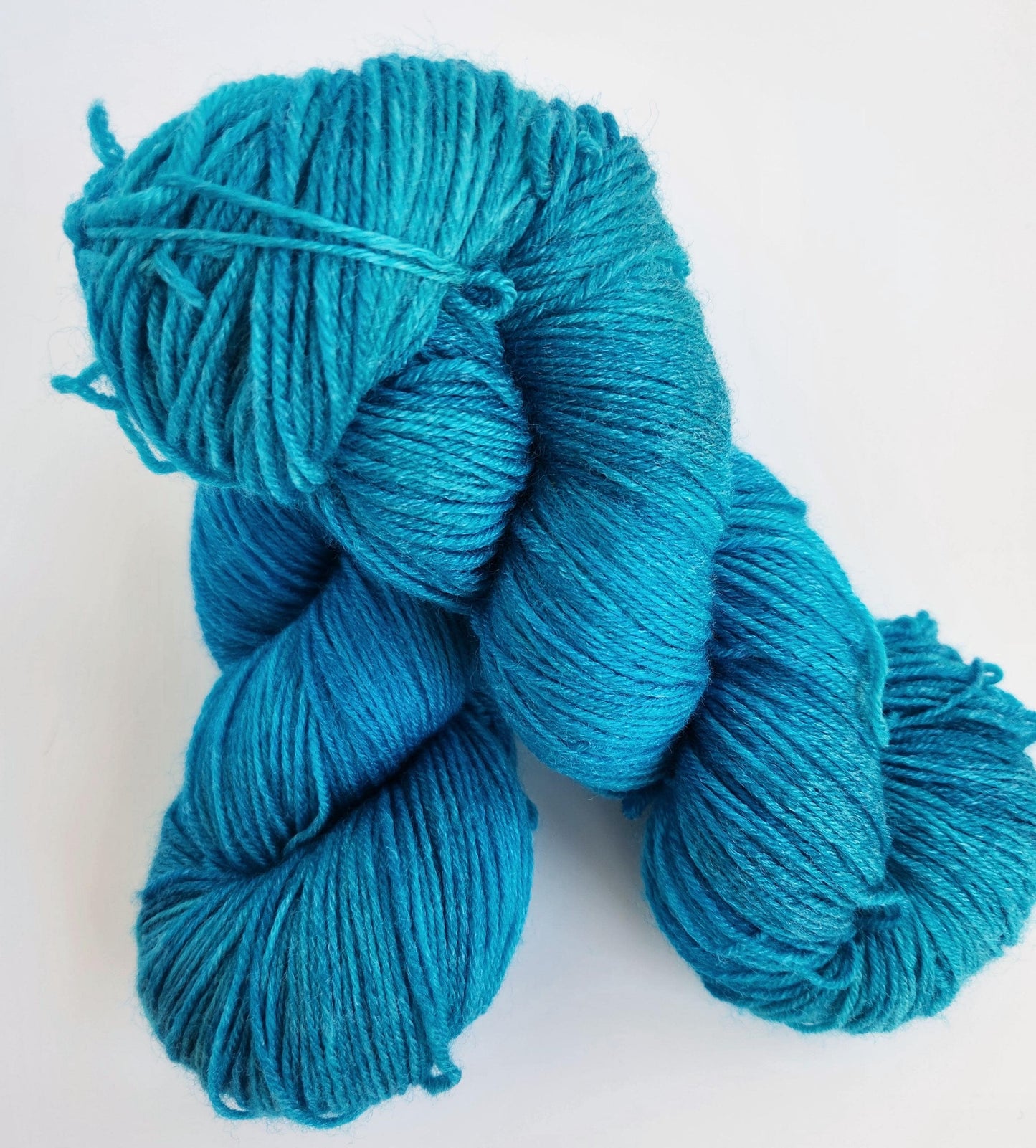 Hand Dyed Yarn, Fingering Weight, Superwash BFL with Bamboo, Caribbean Blue Colorway