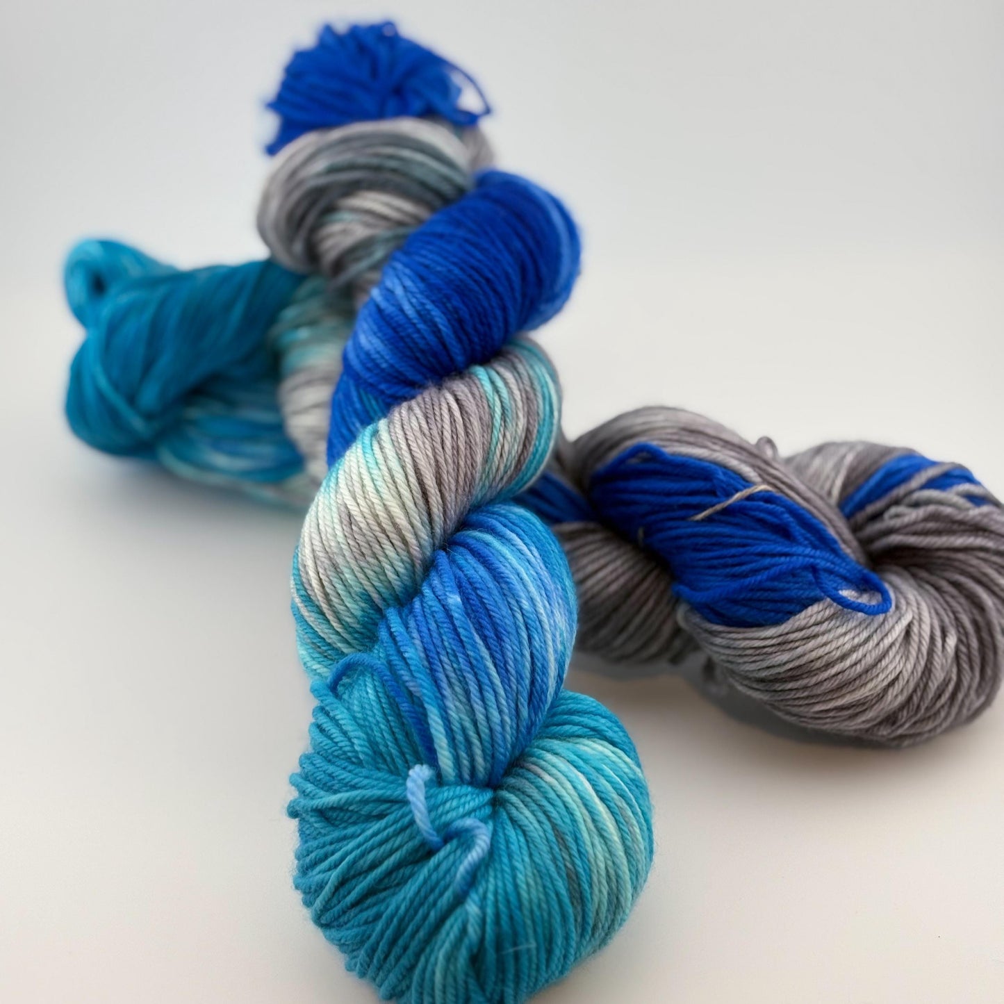 Hand Dyed Yarn, DK Weight, Superwash Merino, Cashmere, and Nylon in Silver Bells