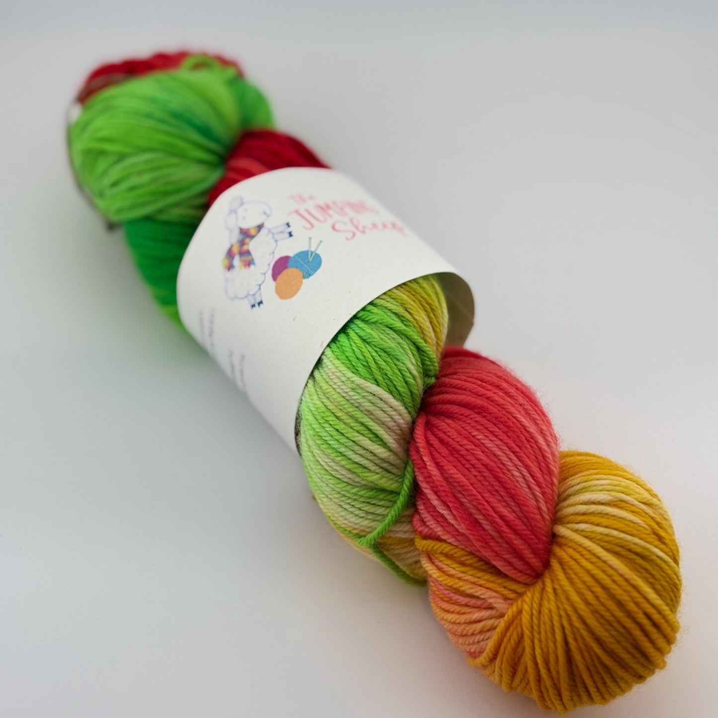 Hand Dyed Yarn, DK Weight, Superwash Merino, Cashmere, and Nylon in Bright Christmas