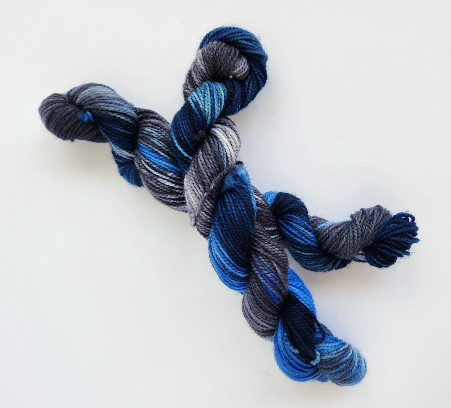 Hand Dyed Yarn, Mini Skein, Fingering Weight, Superwash Merino and Nylon, in Blue Jeans