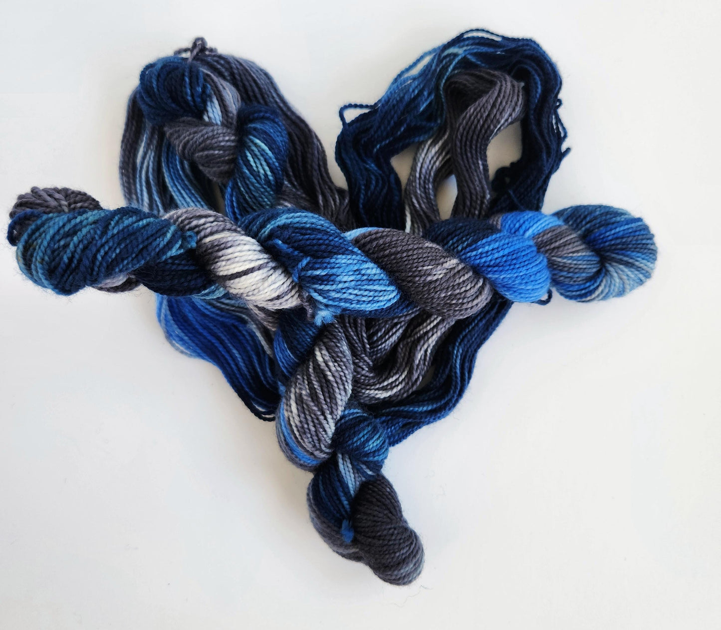 Hand Dyed Yarn, Mini Skein, Fingering Weight, Superwash Merino and Nylon, in Blue Jeans