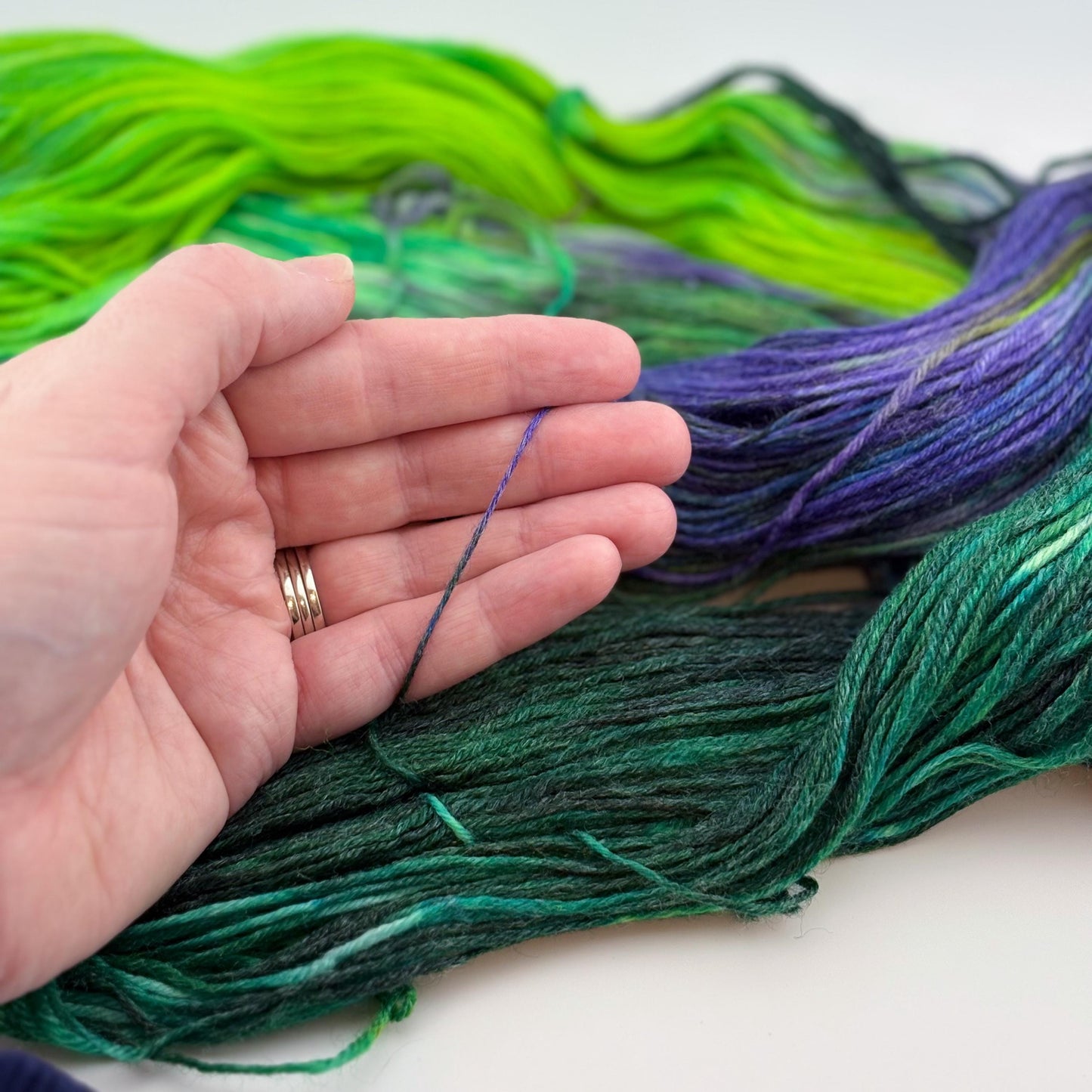 Hand Dyed Yarn, Fingering Weight, Superwash BFL with Bamboo, Clover Fields