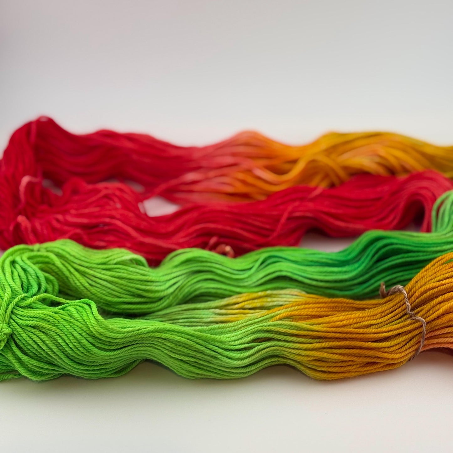 Hand Dyed Yarn, DK Weight, Superwash Merino, Cashmere, and Nylon in Bright Christmas