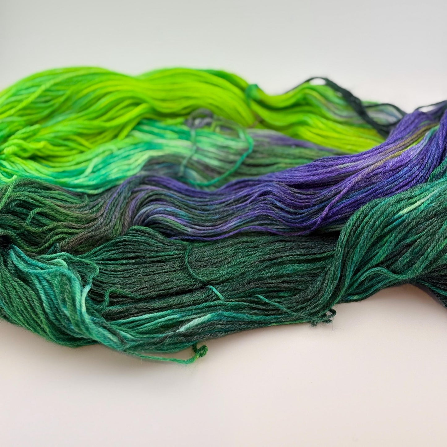 Hand Dyed Yarn, Fingering Weight, Superwash BFL with Bamboo, Clover Fields