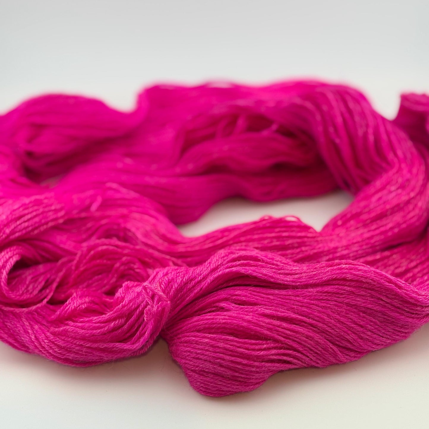 Hand Dyed Yarn, Fingering Weight, Superwash BFL with Bamboo, Pink Tiff Colorway