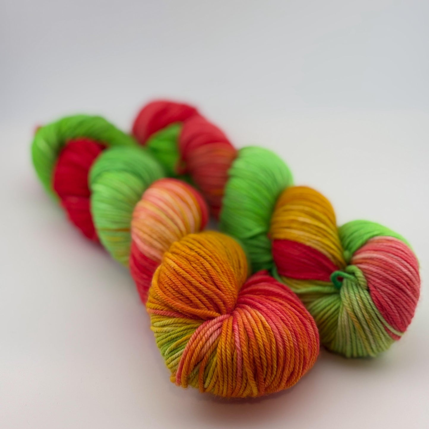 Hand Dyed Yarn, DK Weight, Superwash Merino, Cashmere, and Nylon in Bright Christmas