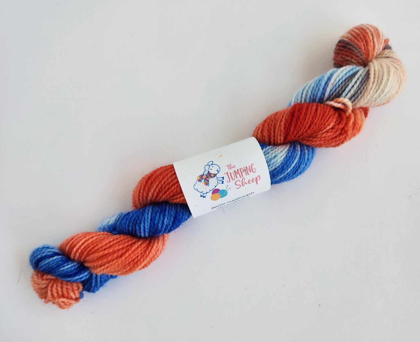 Hand Dyed Superwash Merino Mini Skein: Red, White & Blue Sock Yarn