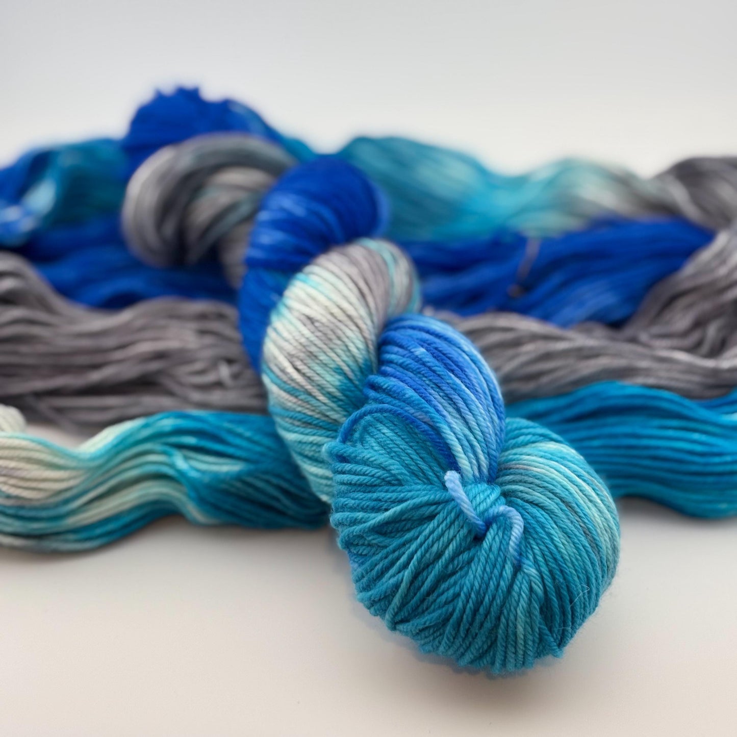 Hand Dyed Yarn, DK Weight, Superwash Merino, Cashmere, and Nylon in Silver Bells