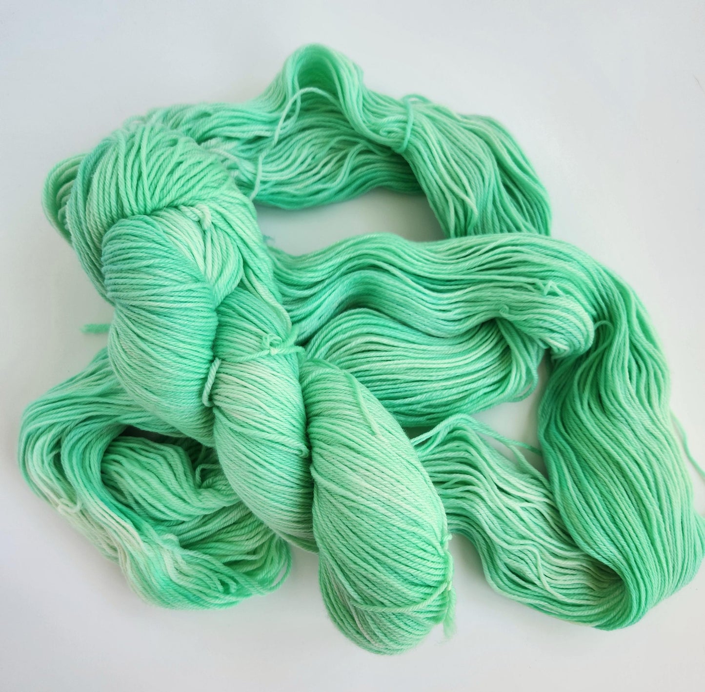 Hand Dyed Yarn, Fingering Weight, Superwash Merino, Cashmere, and Nylon in Spring Green