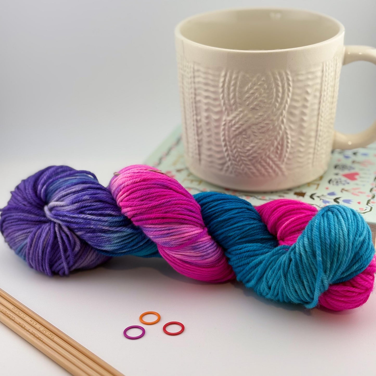 Hand Dyed Yarn, DK Weight, Superwash Merino, Cashmere, and Nylon in Nineties