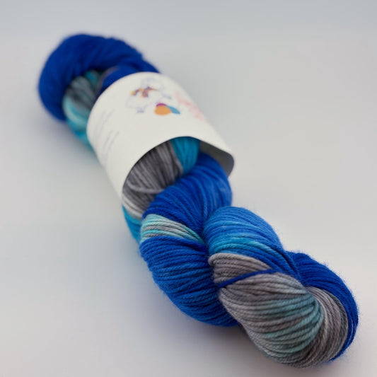 Hand Dyed Yarn, DK Weight, Superwash Merino, Cashmere, and Nylon in Silver Bells