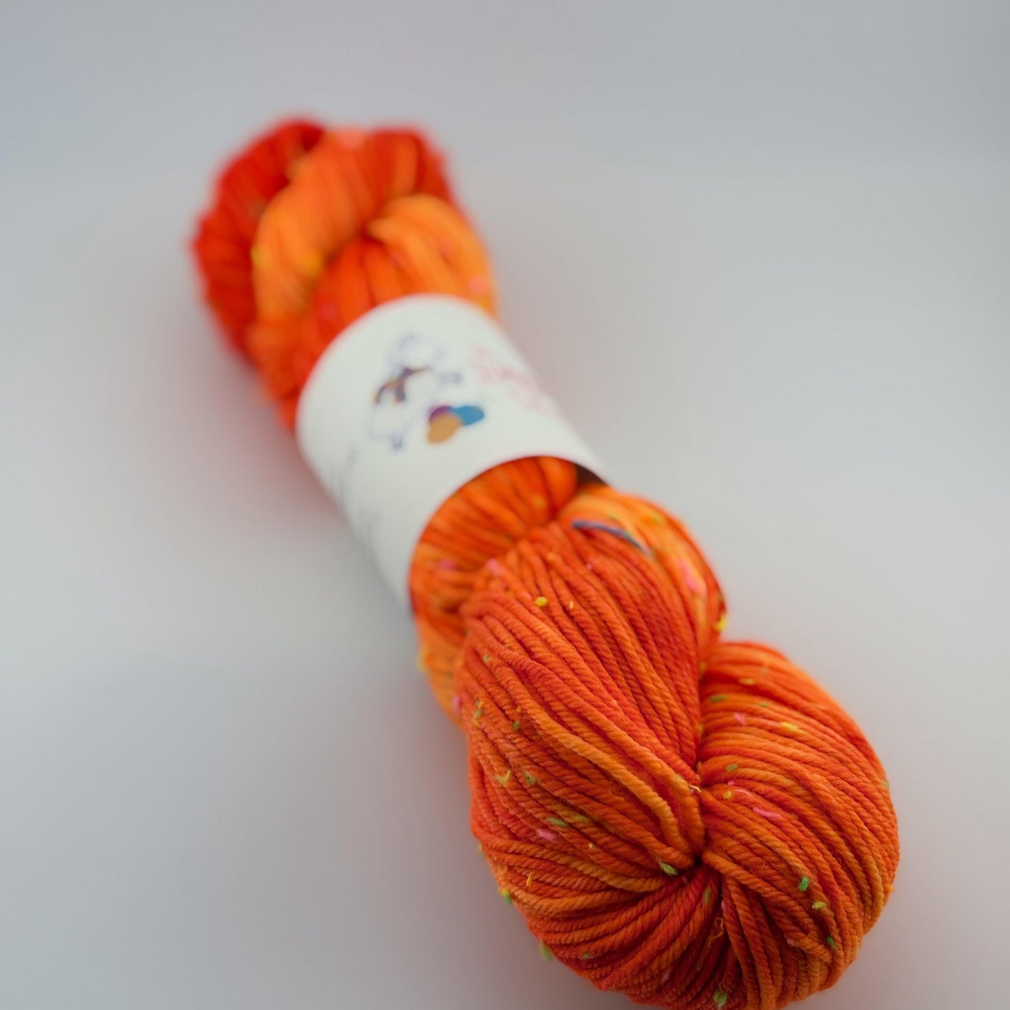 Hand Dyed Yarn, DK Weight, Superwash Merino and Neon Donegal Nep in Safety Orange
