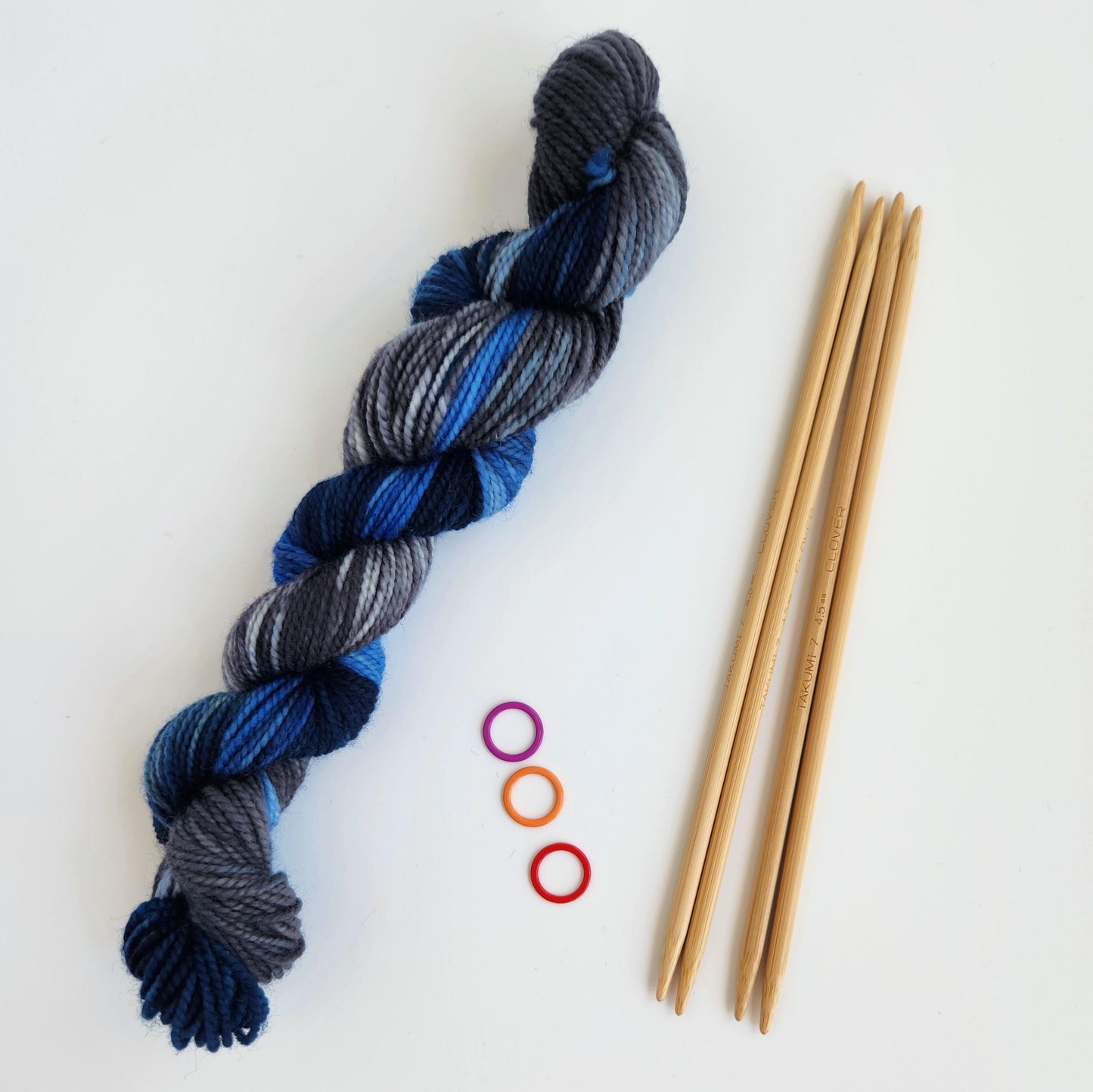 Hand Dyed Yarn, Mini Skein, Fingering Weight, Superwash Merino and Nylon, in Blue Jeans
